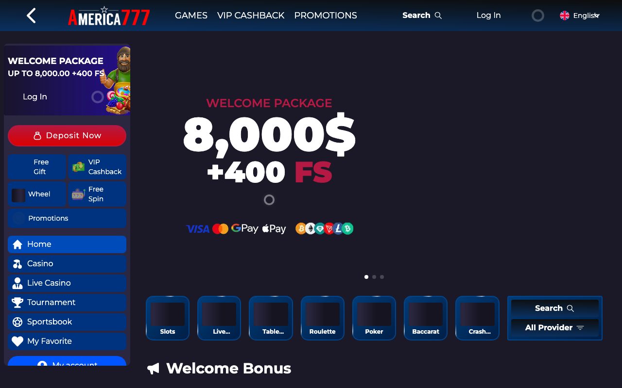 America777 homepage screenshot